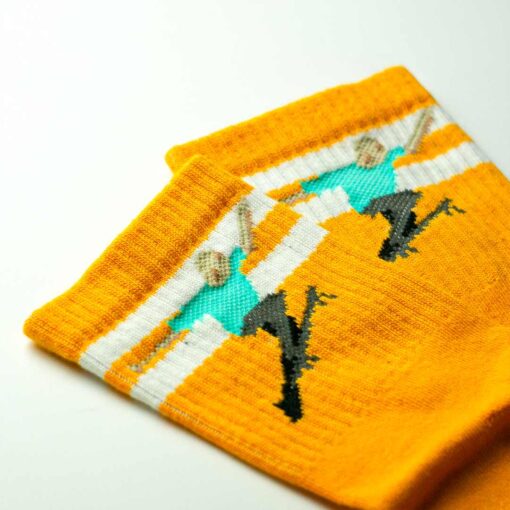 Hohe Baumwollsocken in orange mit Skater Motiv