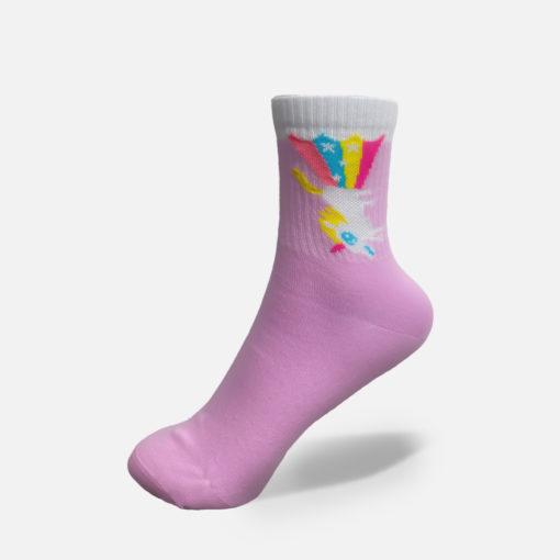 Hohe Baumwollsocken in rosa mit Einhorn Motiv